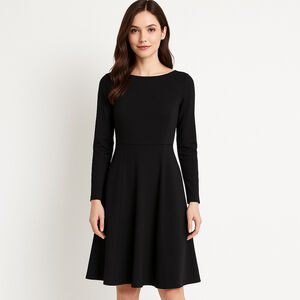 Women's Ann Taylor Petite Black Long Sleeve A-line Dress 2P